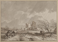 Z 020-03
<br/>
Maart. Ploegende boer nabij een ruïne
<br/>
<em>Visser Bender, Joannes Pieter (1785-1813)</em>